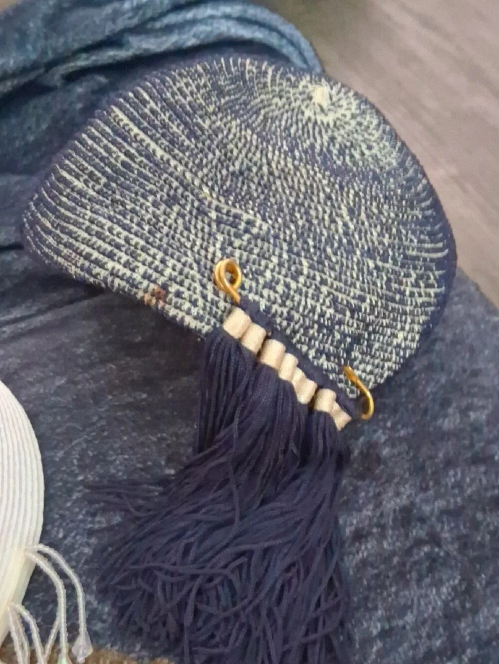 Navy Blue Fringe Hat Trim Accessory